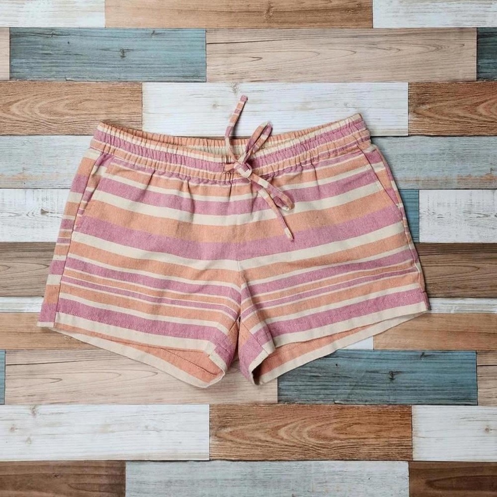 Kut from the Kloth Striped Drawstring Shorts Pink Orange Cream Womens‎ Size 4